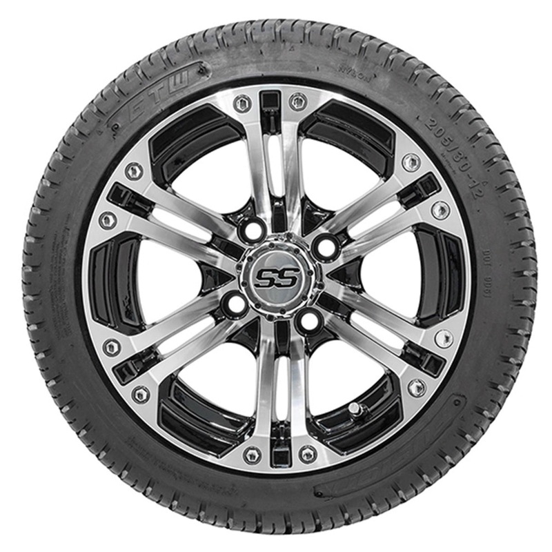 12″ GTW Specter Black and Machined Wheels with 18″ Fusion DOT Street Tires  Set of 4