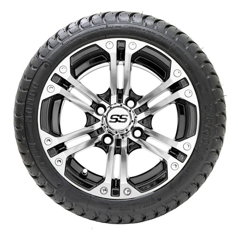 12″ GTW Specter Black and Machined Wheels with 18″ Mamba DOT Street Tires  Set of 4