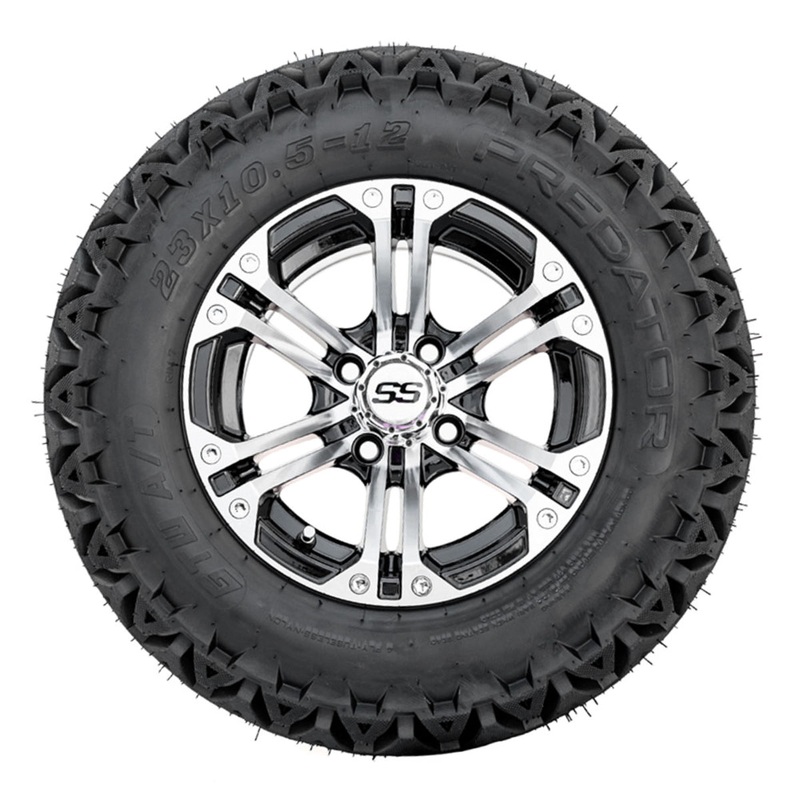 12″ GTW Specter Black and Machined Wheels with 22″ Timberwolf Mud Tires  Set of 4
