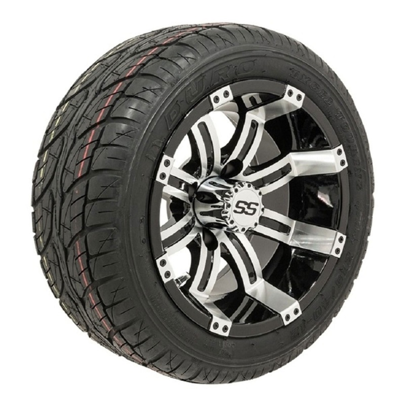 12″ GTW Tempest Black and Machined Wheels with 18″ Fusion DOT Street Tires  Set of 4