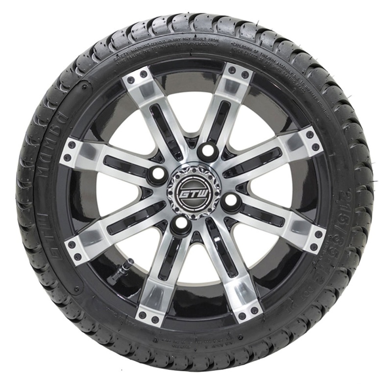12″ GTW Tempest Black and Machined Wheels with 18″ Mamba DOT Street Tires  Set of 4