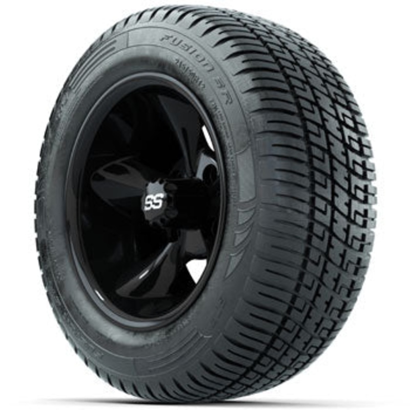 GTW Black Godfather 12 in Wheels with 215/50-R12 Fusion S/R Street Tires – Set of 4