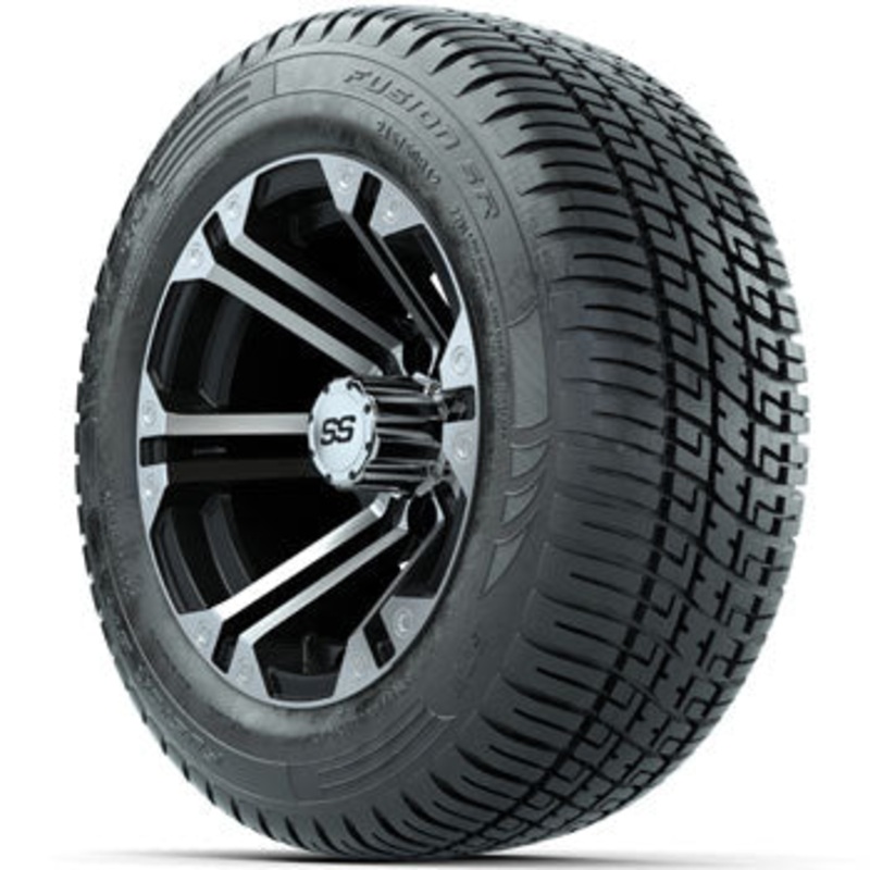 GTW Machined/Black Specter 12 in Wheels with 215/50-R12 Fusion S/R Street Tires – Set of 4