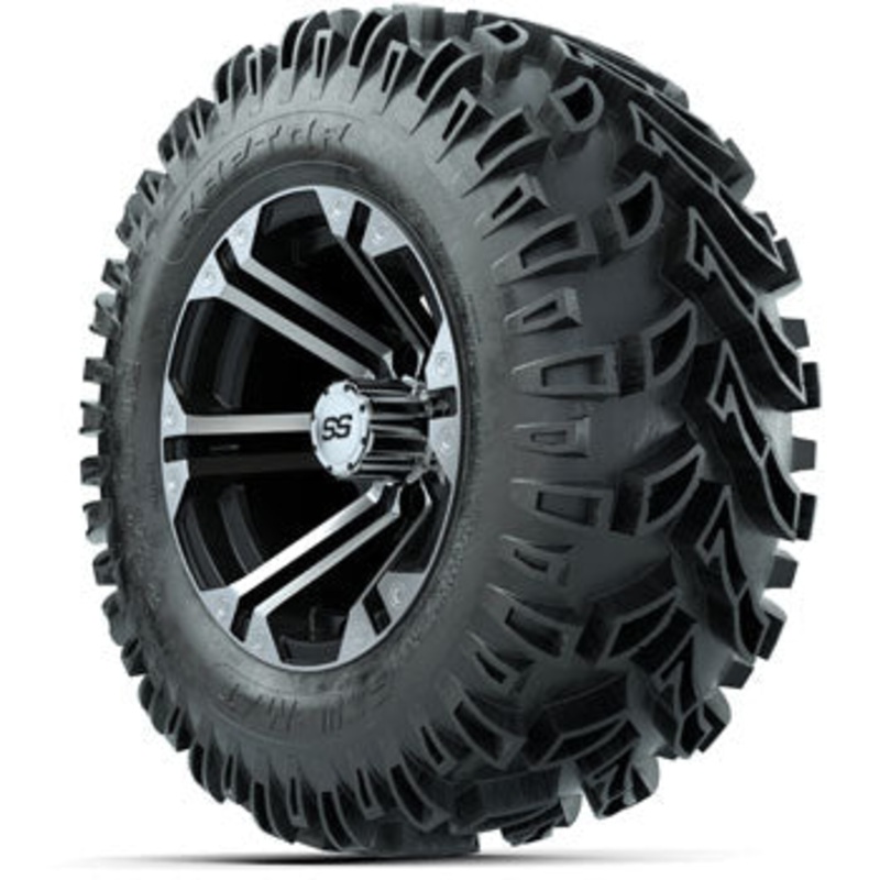 GTW Specter Black and Machined 12 in Wheels with 23 in Raptor Mud Tires – Set of 4