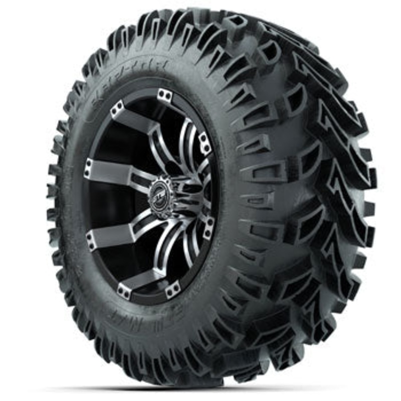 GTW Tempest Black and Machined 12 in Wheels with 23 in Raptor Mud Tires – Set of 4