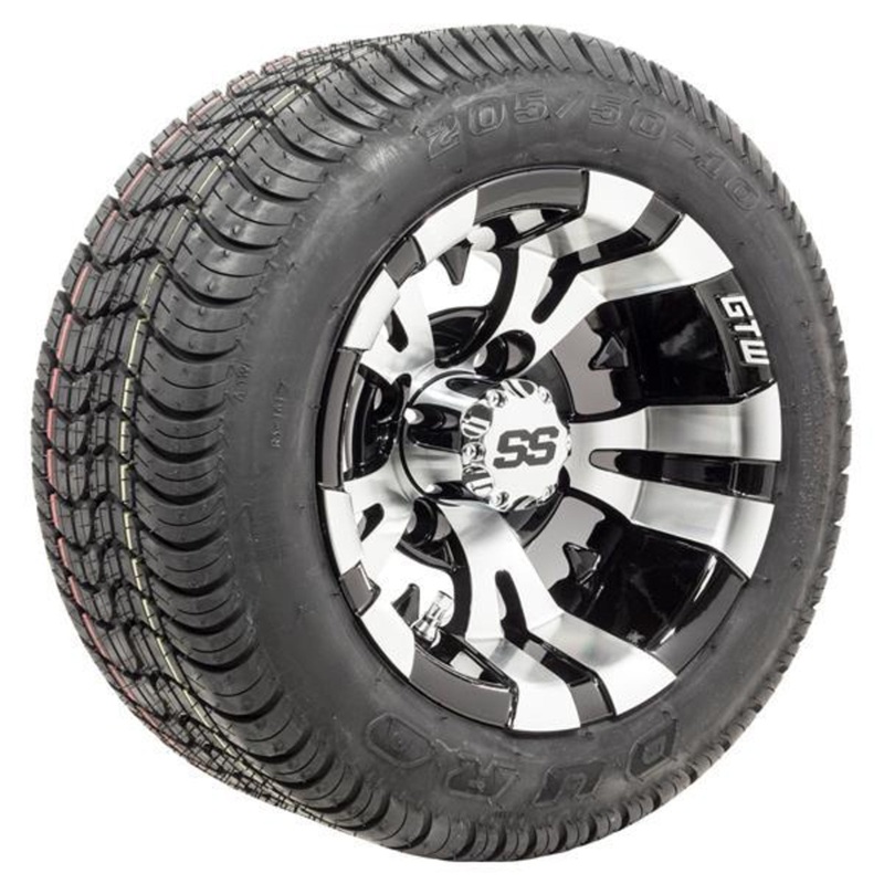 Set of (4) 10″ GTW Vampire Wheels on Mounted on Duro Lo-Pro Street Tires