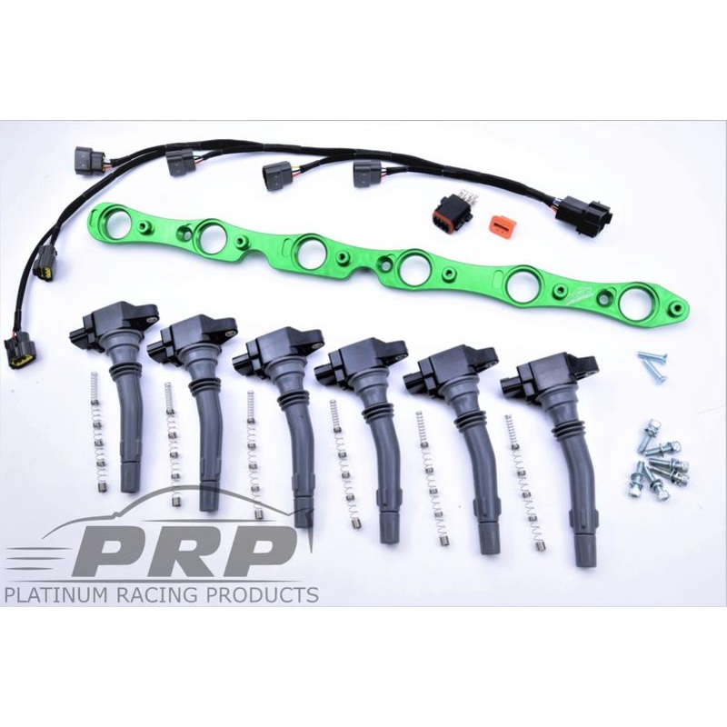 PLATINUM RACING PRODUCTS – FORD BARRA VR38 COIL KIT Black Bracket w/Stalks No Loom or Igniter Delete