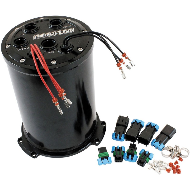 Triple EFI Pump Compact Surge Tank  7 Liter (1.85 Gal), -10 ORB Outlet With -8 ORB Return Black