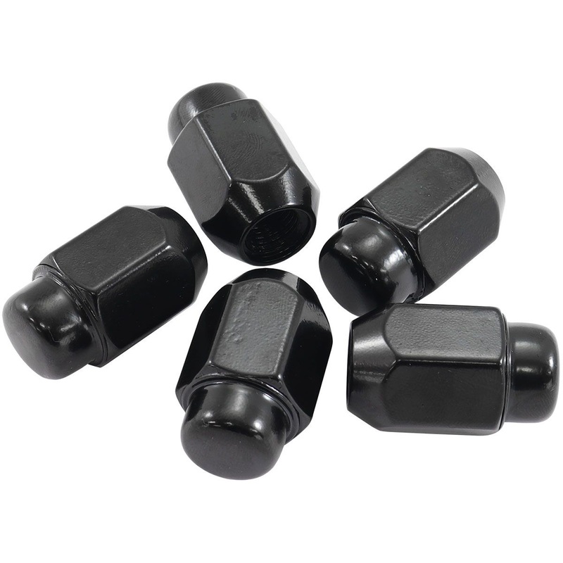 Acorn Medium Closed Black Wheel Nuts – 7/16-20″ Pack of 5, 60 Degree Taper