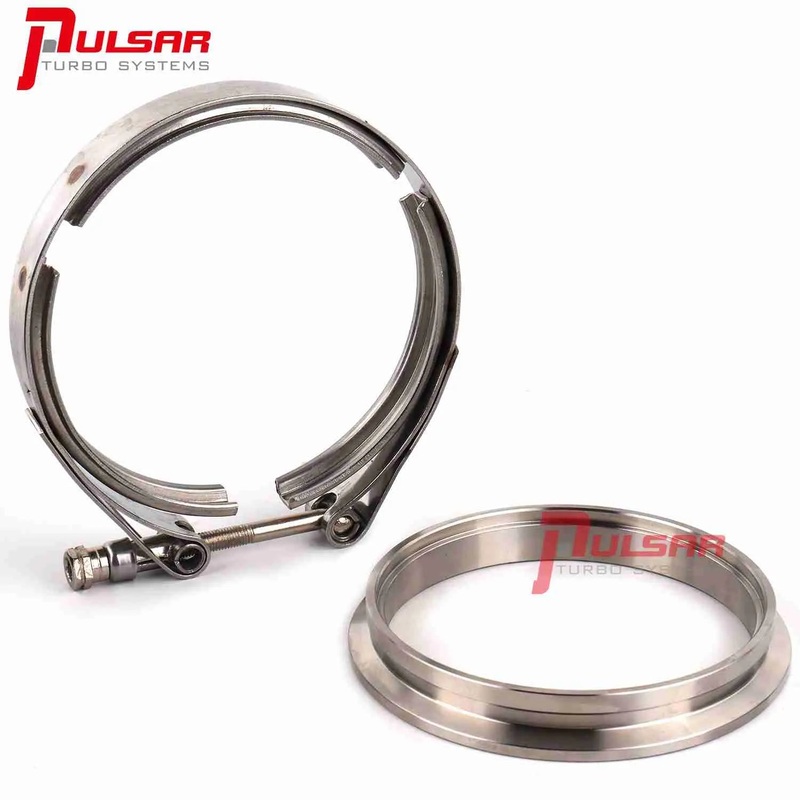 Pulsar PSR Stainless Steel Flange Clamp Kit for 7375G 7975G 7782G Turbos V-Band 1.01 A/R 3.5″ OD Tubing Slip On & Weld For Turbo Housing Outlet