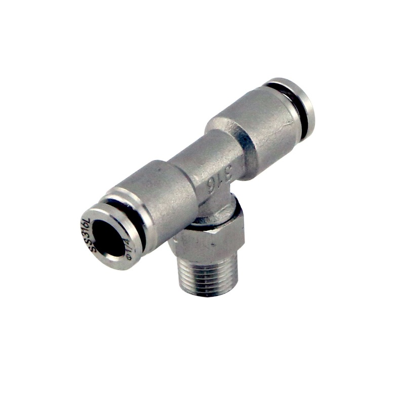 1/8 NPT Tee Pushloc Fitting  SS  1/4