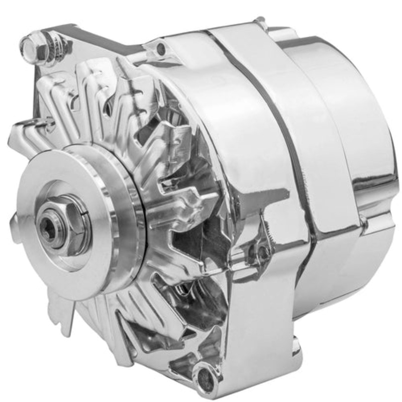 Alternator Power Spark, 140 Amp 1-Wire, Internal Regulator, Chrome, V-Belt, Chev, For Holden, Commodore, Torana Proflow