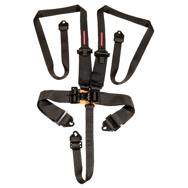 5POINT LATCH & LINK HARNESS, SFI APPROVED, HANS 2-3IN BELTS Black