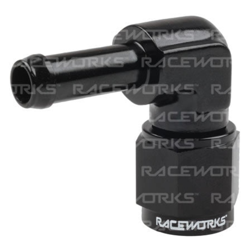 Raceworks Female AN to Barb – 90 Degree AN-6 TO 5/16