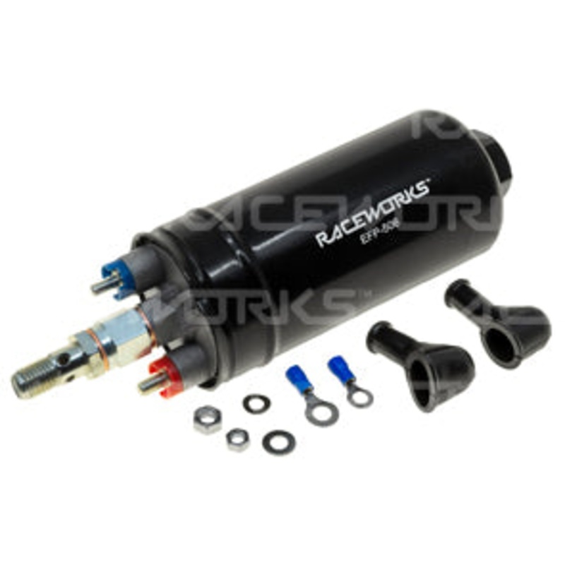 EFI Electric In-tank/External Fuel Pump 675 HP M18 x 1.5mm Inlet, M12 x 1.5mm Outlet, similar to Bosch 044 Raceworks