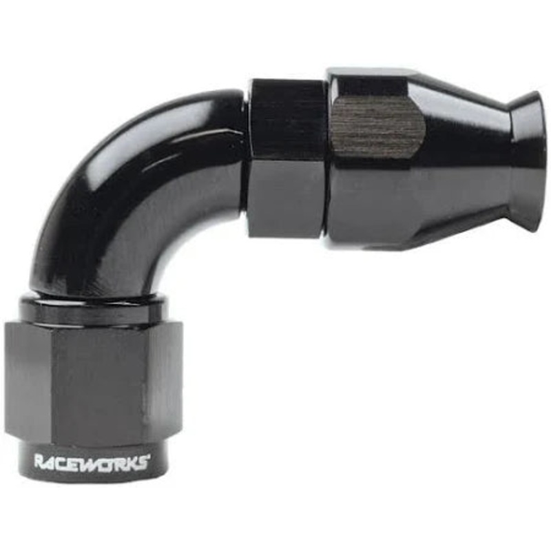 Raceworks 200/220 Series Teflon Braid Hose Ends – 90 Degree AN-3 STAINLESS STEEL
