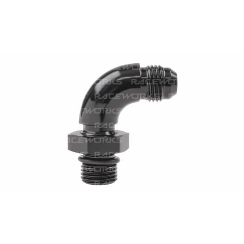 Raceworks AN Male Flare to AN O-Ring Port 90 Degree AN-4 90DEG ORB TO MALE FLARE ADAPTER