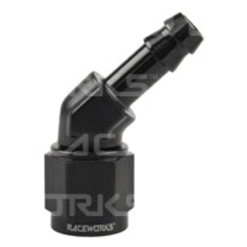 Raceworks Female AN to Barb – 45 Degree AN -6 to 1/4 Barb