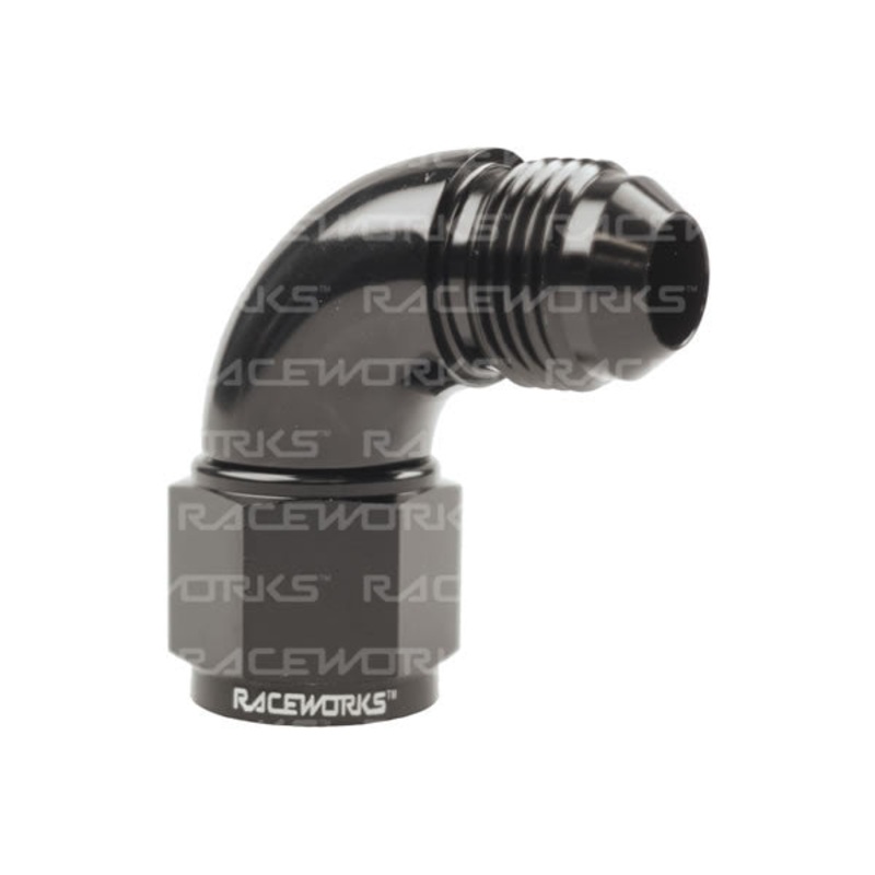Raceworks Female to Male AN Swivel – 90 Degree AN-3 STAINLESS STEEL