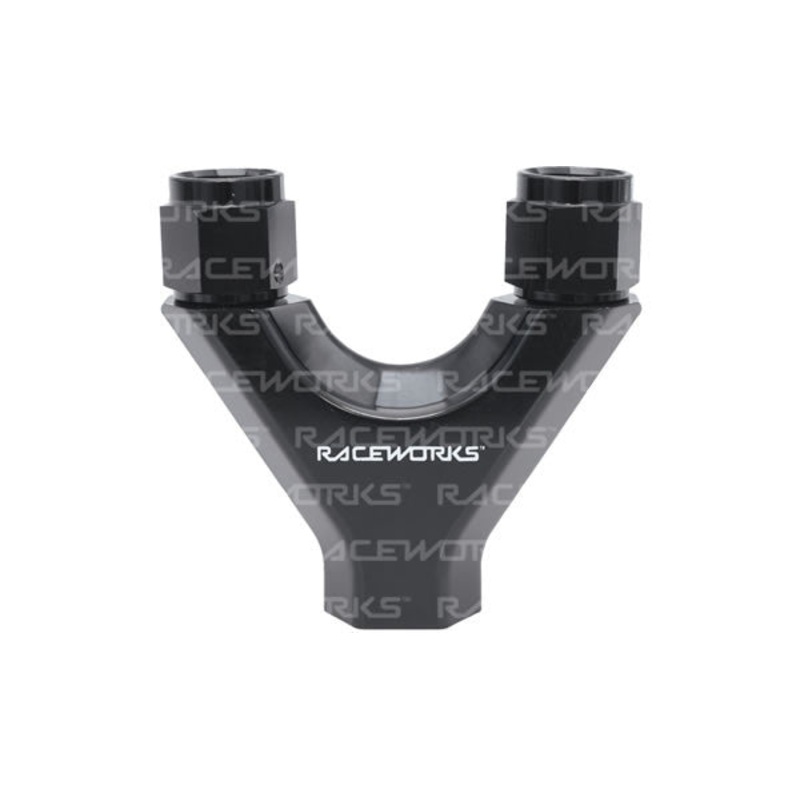 Raceworks Y-Block AN Swivel To O-Ring Port AN-6 Swivel to AN-8 Port Raceworks