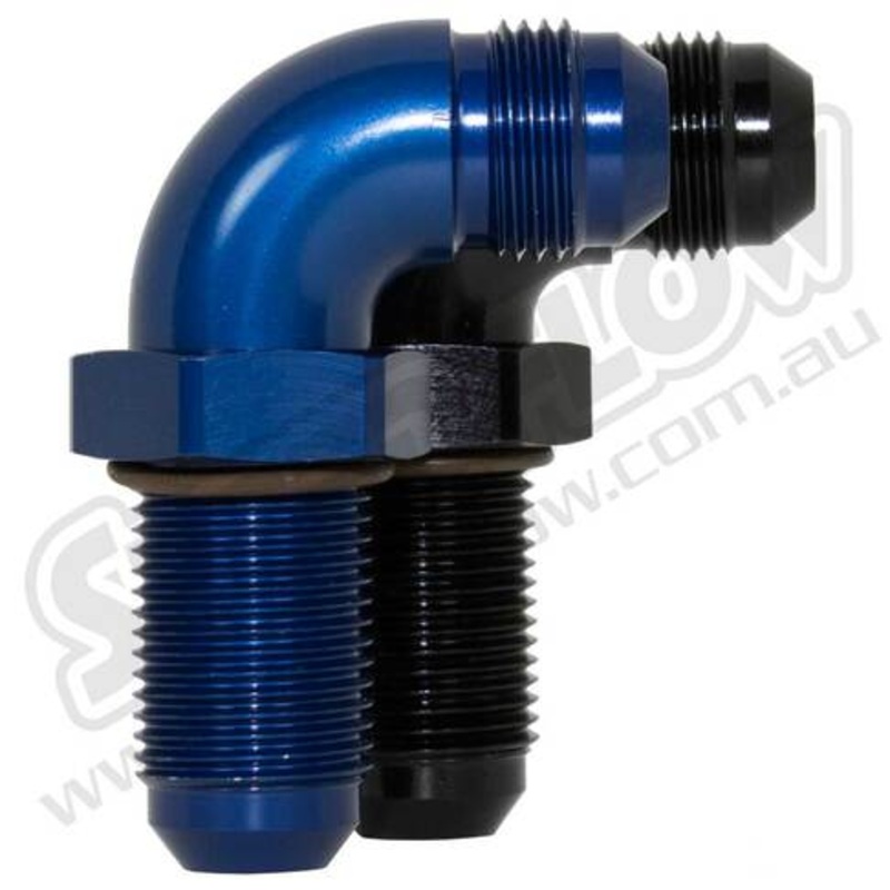 Speedflow AN Flare Bulkheads 90 Degree -3 Blue