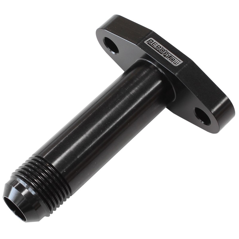 Turbo Drain Adapter -10AN ORB outlet, 3″ Long, 51mm bolt centre, Black Finish