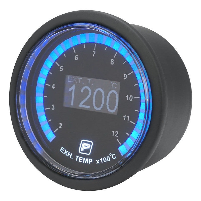 Proflow Pro Series Digital, Electrical Exhaust Gas Temperature Gauge, 52mm, 200-1200C, w/Sensor, LED Backlight
