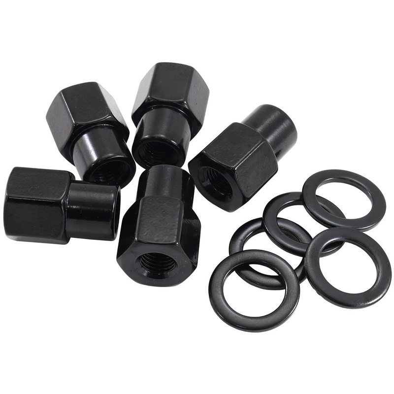 0.550″ Shank Open Black Wheel Nuts – 7/16-20″ Pack of 5, Washer Seat with Shank