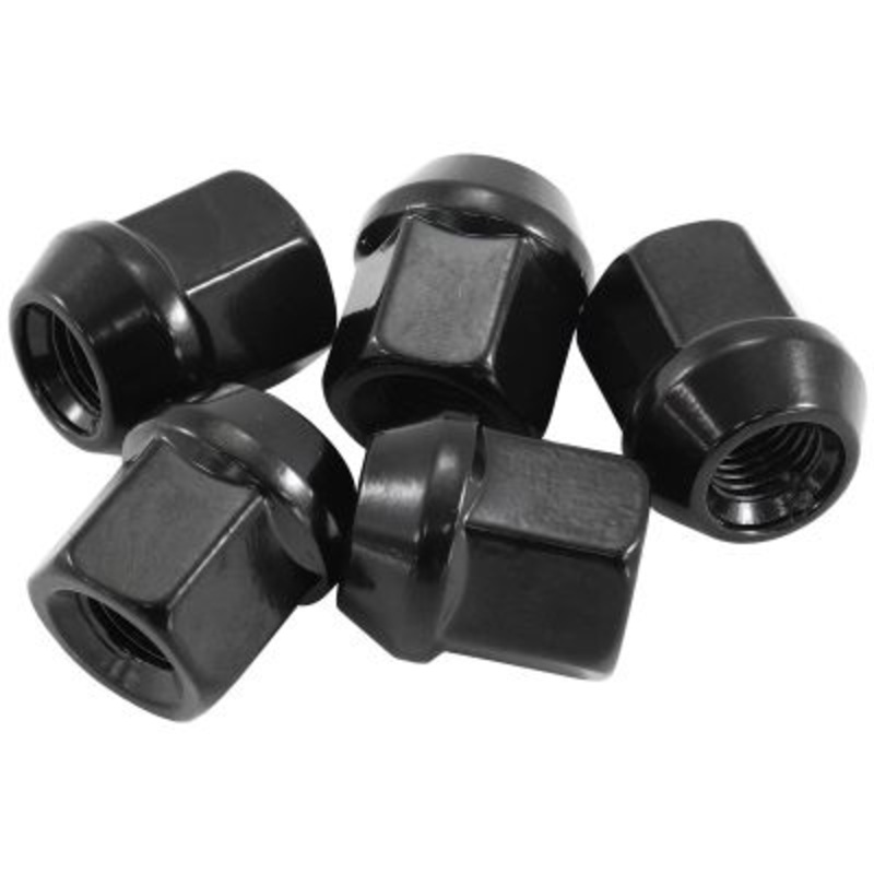 Acorn Short Open Wheel Nuts – 1/2-20″ Pack of 5, 60 Degree Taper Black