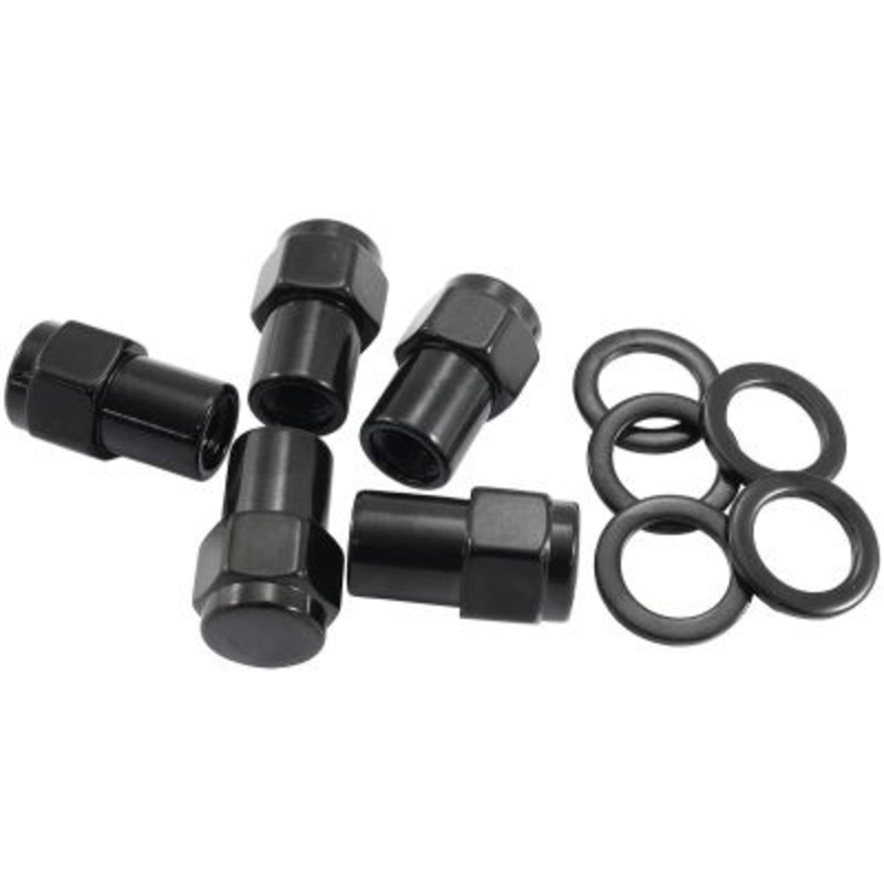0.550″ Shank Closed Black Wheel Nuts – 1/2-20″ Pack of 5, Washer Seat with Shank