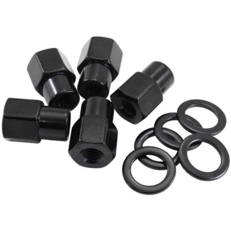 0.550″ Shank Open Black Wheel Nuts – 1/2-20″ Pack of 5, Washer Seat with Shank