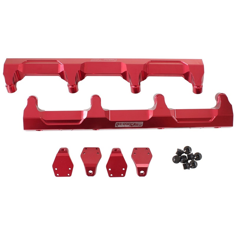GM Supercharged LSA Billet EFI Fuel Rails – Suit 14mm Short Length Fuel Injectors, -8ORB Ports Red