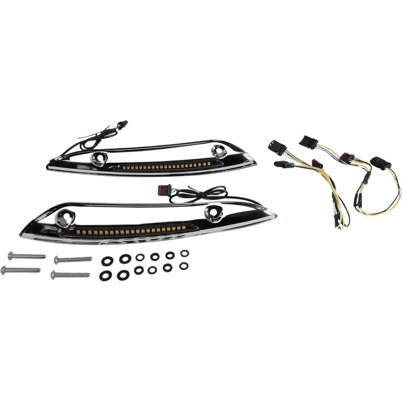 Custom Dynamics Windshield Trim – Sequential Turn Signal – Chrome CD-RG-SWT-AW2-C