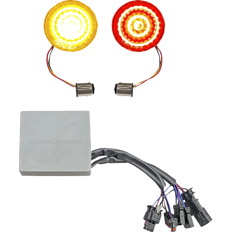 Custom Dynamics Solid Amber Turn, Red Run/Brake w/ Brake Strobe for M8 Sportster CD-STS-RSGST