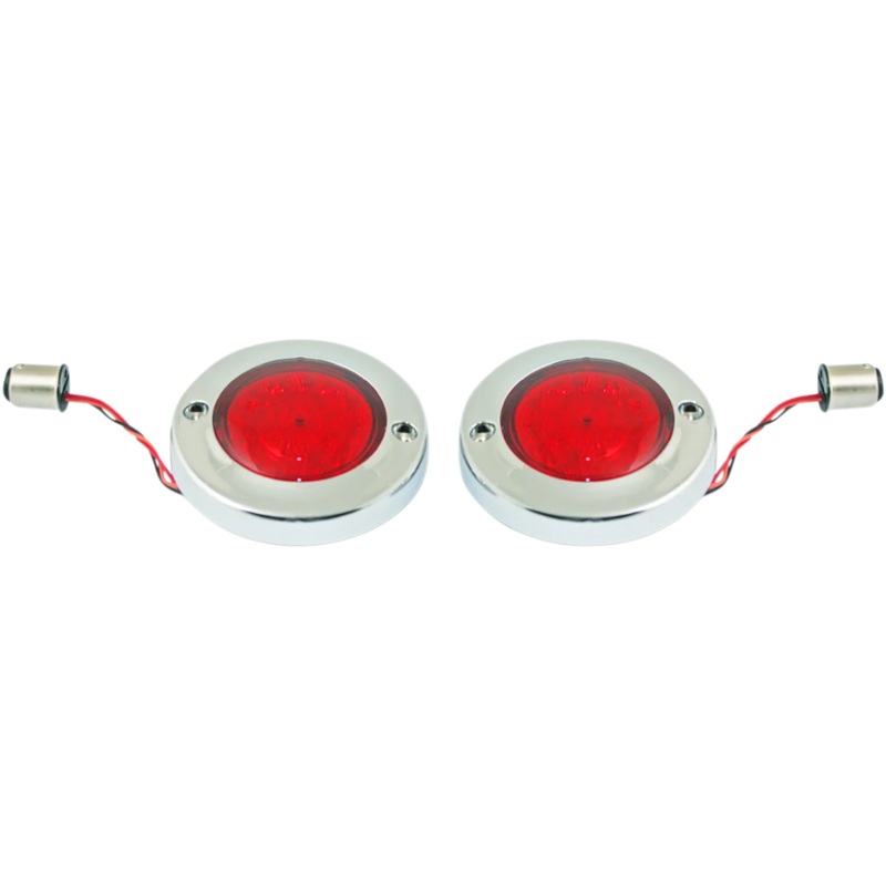 Custom Dynamics LED Flat Turn Signals – 1156 – Chrome – Red Lens PB-FB-R-1156CR
