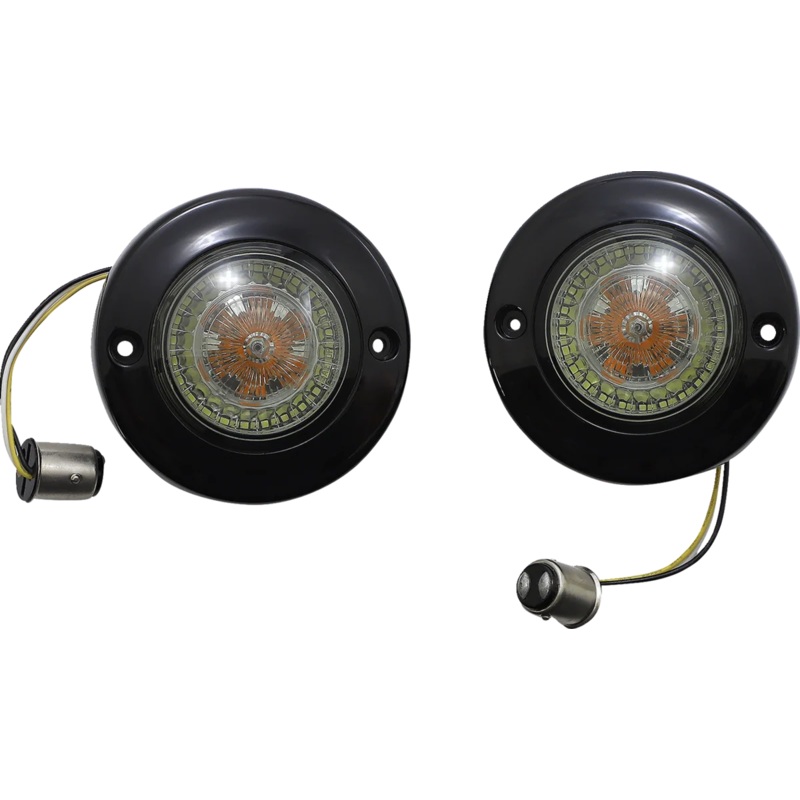 Custom Dynamics ProBEAM Dynamic Ringz LED Turn Signal – Black – Amber/White PB-FB-AW-1157BS