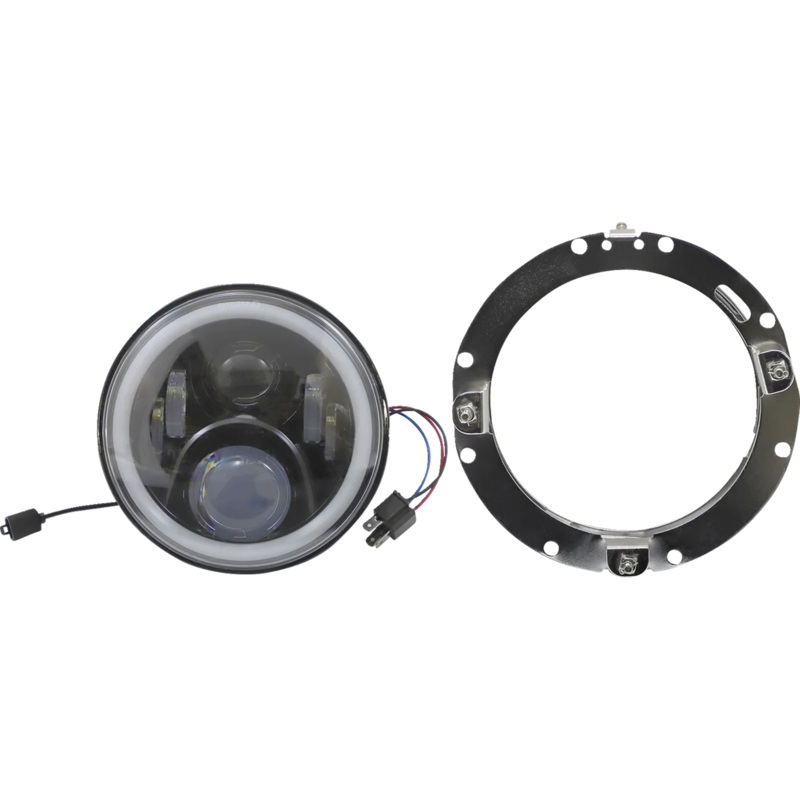 Custom Dynamics 7″ Headlamp – with Mounting Ring – Black PG-7-13-B