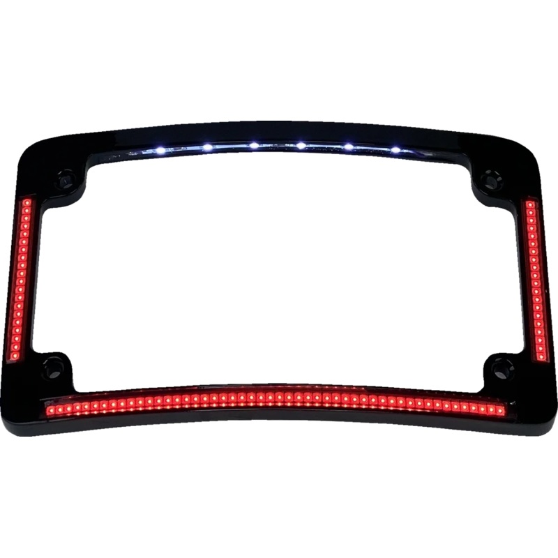 Custom Dynamics License Plate Frame – Red/White LED – Gloss Black TF08-B