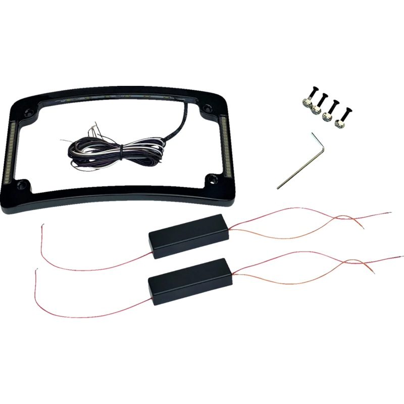 Custom Dynamics Tri-Radius License Plate Frame w Flushmount LEDs – Black TF06-B