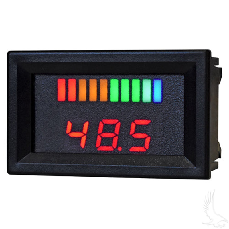 48 Volt Digital Voltage Display Golf Cart Charge Meter – Horizontal