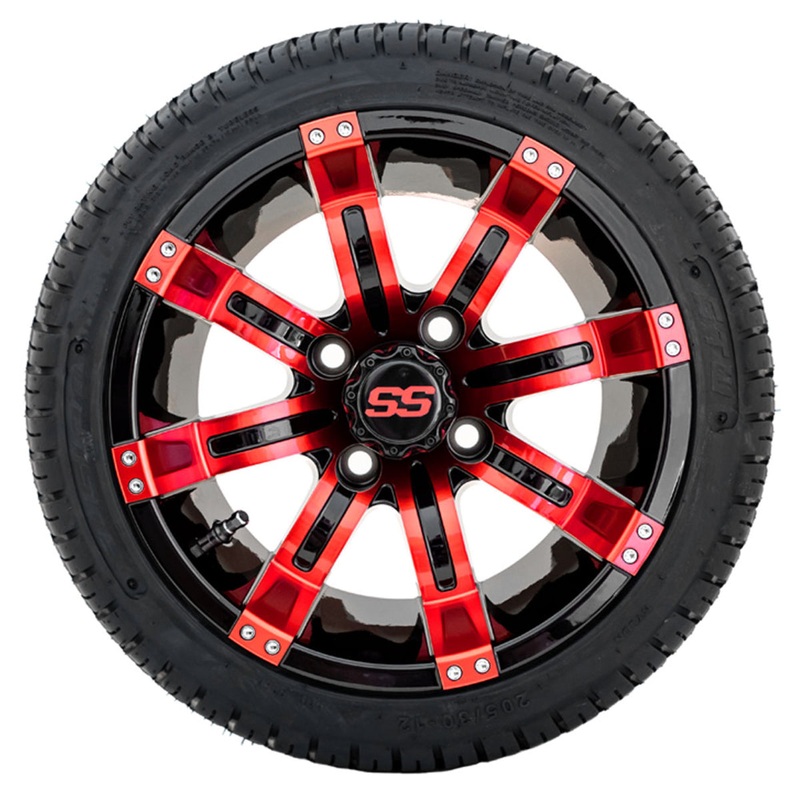 12″ GTW Tempest Black and Red Wheels with 18″ Fusion DOT Street Tires  Set of 4