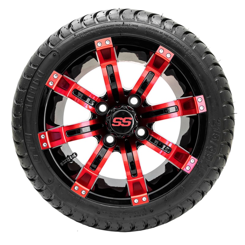 12″ GTW Tempest Black and Red Wheels with 18″ Mamba DOT Street Tires  Set of 4