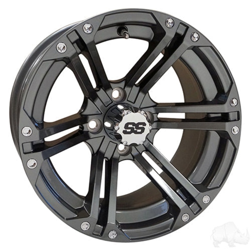 14″ Golf Cart Wheel – Gun Metal Gray Rim – 14×7 ET-25