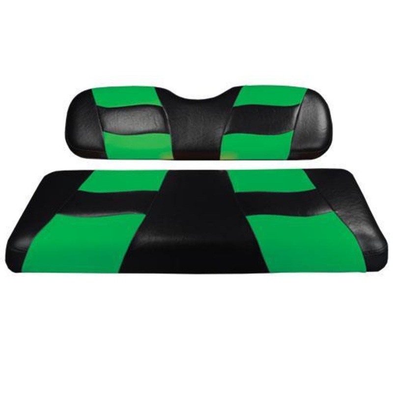 MadJax Riptide Black/Lime Cooler Green Two-Tone Club Car DS Front Seat Covers (Years 2000-Up)
