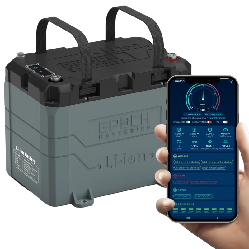 12V 50Ah LiFePO4 Lithium Battery – Bluetooth, Heating, Waterproof