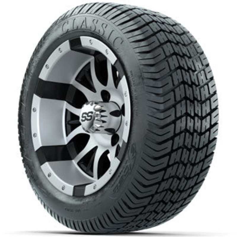 GTW Machined/Black Diesel 12 in Wheels with 215/40-12 Excel Classic Street Tires – Set of 4
