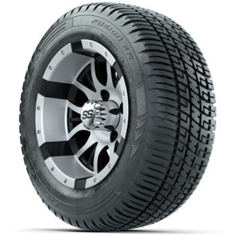 GTW Machined/Black Diesel 12 in Wheels with 215/50-R12 Fusion S/R Street Tires – Set of 4