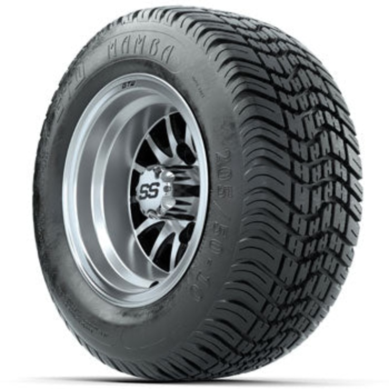 GTW Machined/Black Medusa 10 in Wheels with 205/50-10 Mamba Street Tires – Set of 4