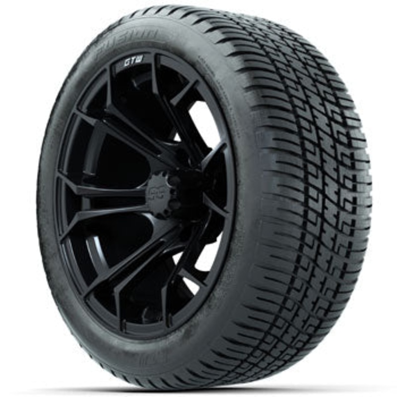 GTW Matte Black Spyder 14 in Wheels with 205/30-14 Fusion Street Tires – Set of 4