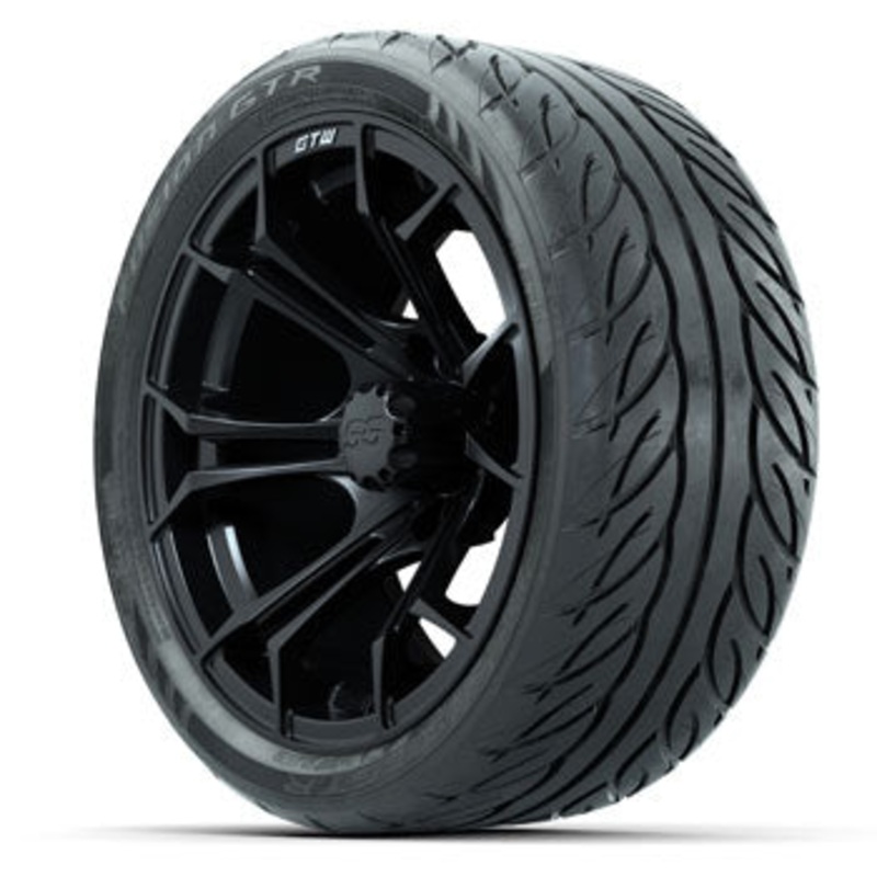 GTW Matte Black Spyder 14 in Wheels with 205/40-R14 Fusion GTR Street Tires – Set of 4